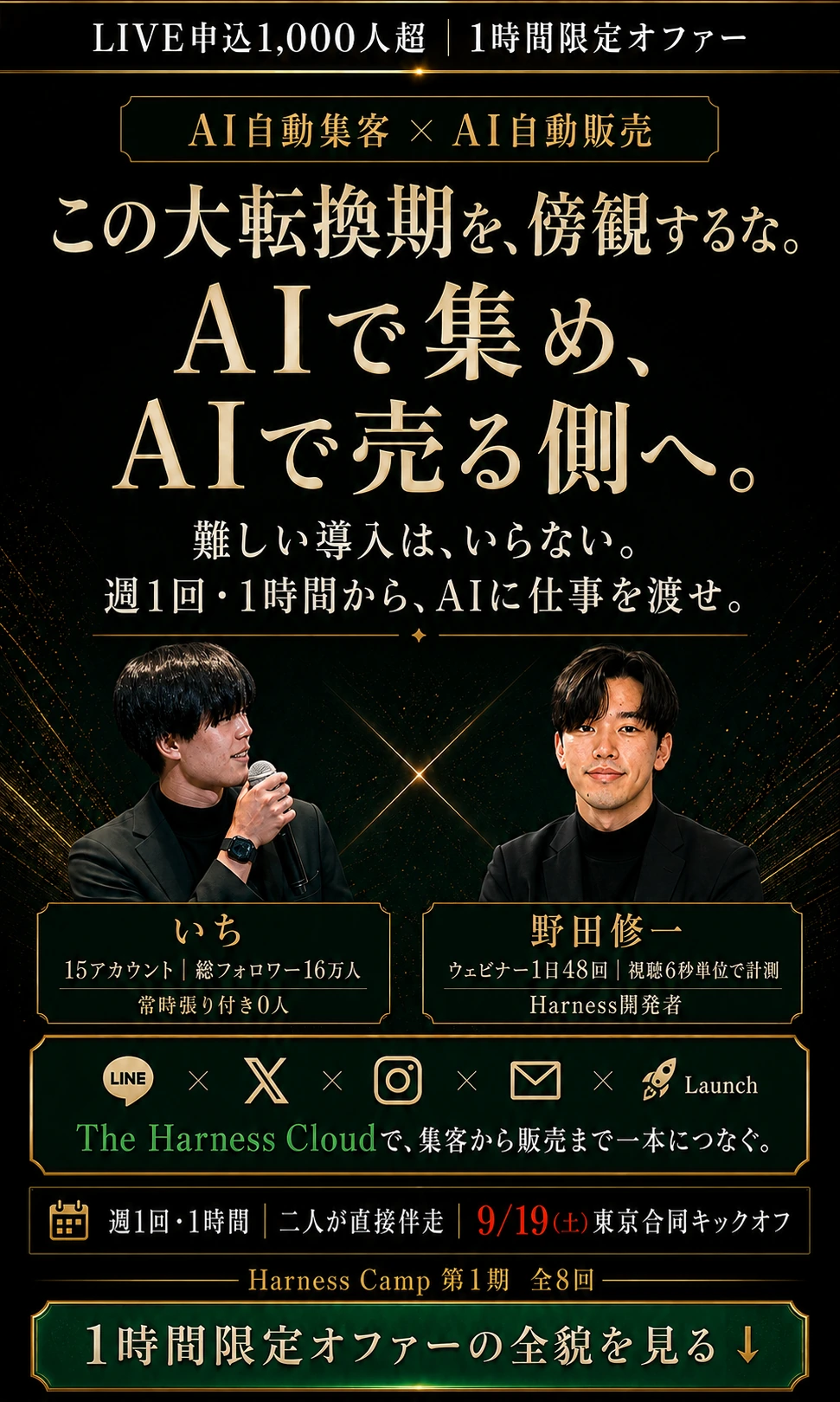 AI大転換期にAI自動集客とAI自動販売を週1回1時間から実装する Harness Camp 第1期
