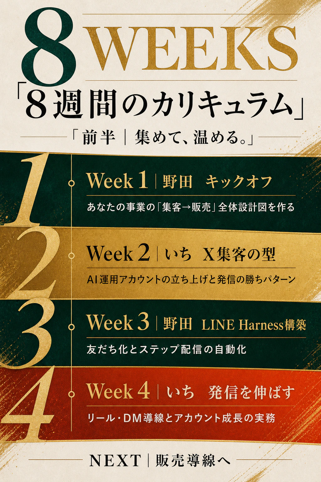 8週間のカリキュラム前半