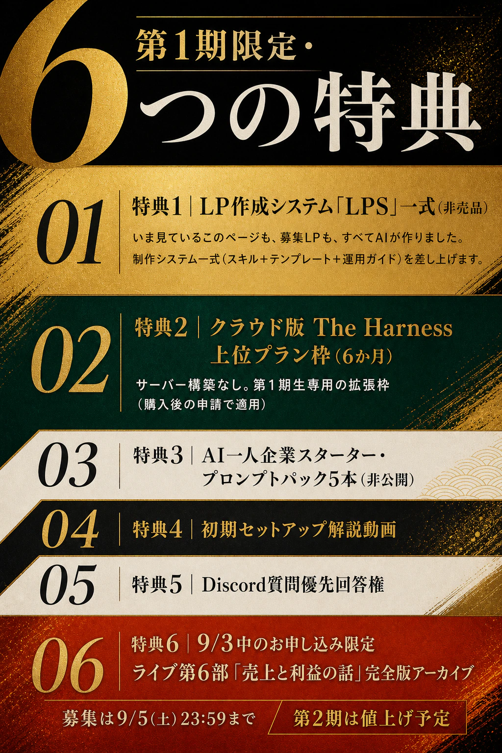 第1期限定6つの特典